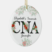 オーダーメイドのCNAのお気に入りの赤い花のクリスマス セラミックオーナメント (右)