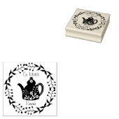 オーダーメイドのEx Libris花柄湯飲み ラバースタンプ (押印)