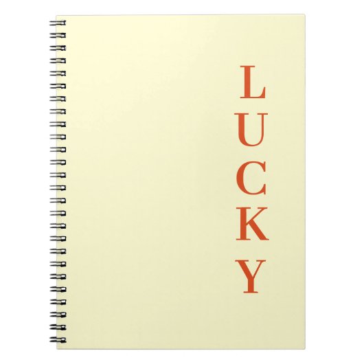 オーダーメイドのLUCKYタイポグラフィテキスト ノートブック (正面)