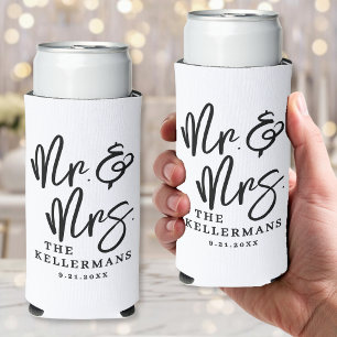 オーダーメイドのMr. And Mrs. ウェディング スリム缶クーラー