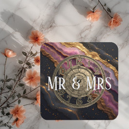 オーダーメイドのMr & Mrs アゲート ピンク ロマンティックラグジュアリー コースター