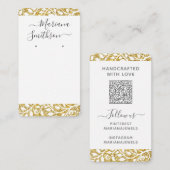 オーダーメイドのQRコード付きホワイトゴールドのイヤリング ディスカード 名刺 (正面/裏面)