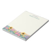 オーダーメイドひまわりの花畑のカスタムネーム ノートパッド (回転)