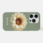 オーダーメイドひまわり名入りセージグリーンフォンケース iPhoneケース (裏面横)