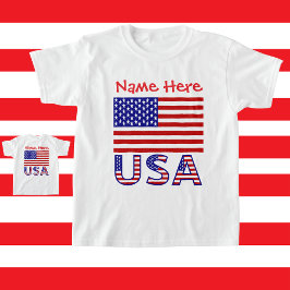 オーダーメイドアメリカ国旗ガールズ Tシャツ