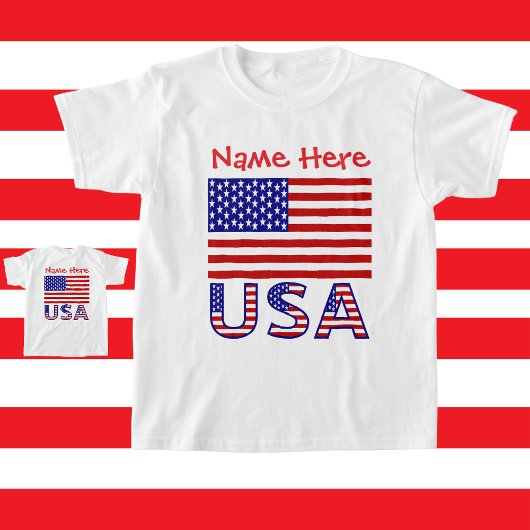 オーダーメイドアメリカ国旗ガールズ Tシャツ