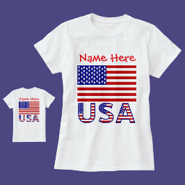 オーダーメイドアメリカ国旗 レディース  Tシャツ