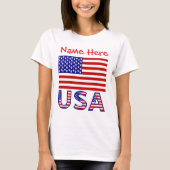 オーダーメイドアメリカ国旗 レディース  Tシャツ (正面)
