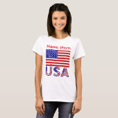 オーダーメイドアメリカ国旗 レディース  Tシャツ (正面フル)