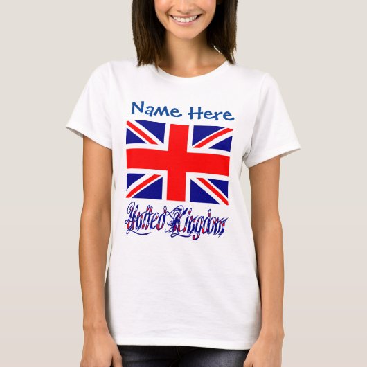 オーダーメイドイギリス国旗ハートデザイン女性用 Tシャツ (正面)