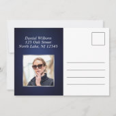 オーダーメイドイニシャル エレガントネイビー シルバー サンクスカード サンキューカード (裏面)