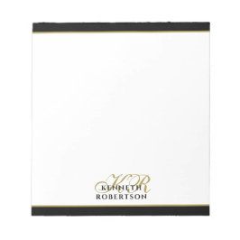 オーダーメイドイニシャル ミニマリスト ブラック ゴールド おしゃれ メンズ ノートパッド