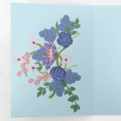 オーダーメイドエレガントウエディングパープル花 三つ折り招待状 (内部最初)