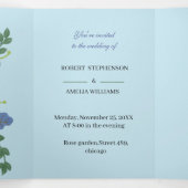 オーダーメイドエレガントウエディングパープル花 三つ折り招待状 (内部中)