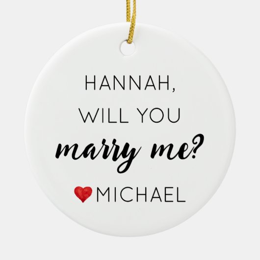 オーダーメイドエンゲージメント パーソナライズされた 私と結婚してくれますか セラミックオーナメント (正面)