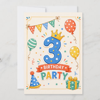 オーダーメイドカラフル3歳の誕生日パーティー