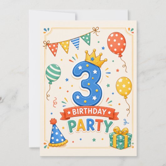 オーダーメイドカラフル3歳の誕生日パーティー (正面)