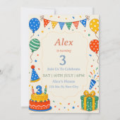 オーダーメイドカラフル3歳の誕生日パーティー (裏面)