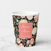 オーダーメイドカラーの春の結婚式前祝賀会 - 春の桜色と桃色の花の水彩画 紙コップ (裏面)