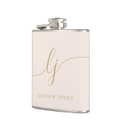 オーダーメイドカリグラフィーピンクゴールドブライズメイド フラスク (左)