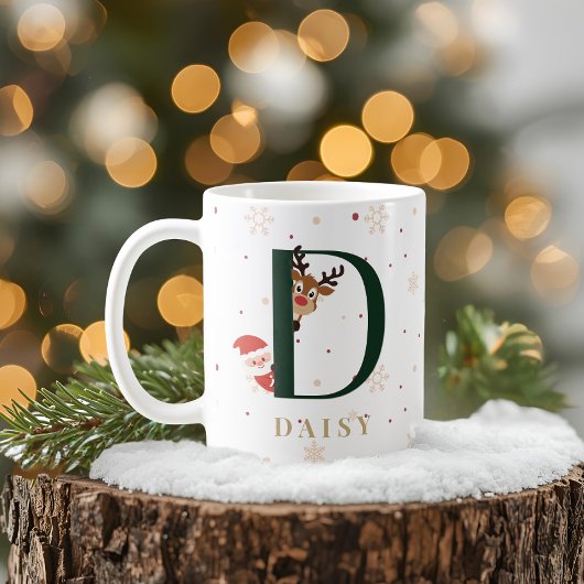 オーダーメイドクリスマスイニシャルDマグ コーヒーマグカップ