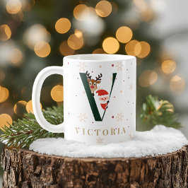 オーダーメイドクリスマスイニシャルVマグ コーヒーマグカップ