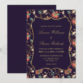 オーダーメイドクリーム カラフルフラワー ウェディング 招待状 (正面/裏面)