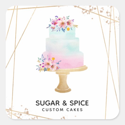オーダーメイドケーキ専門店の名刺 スクエアシール (正面)