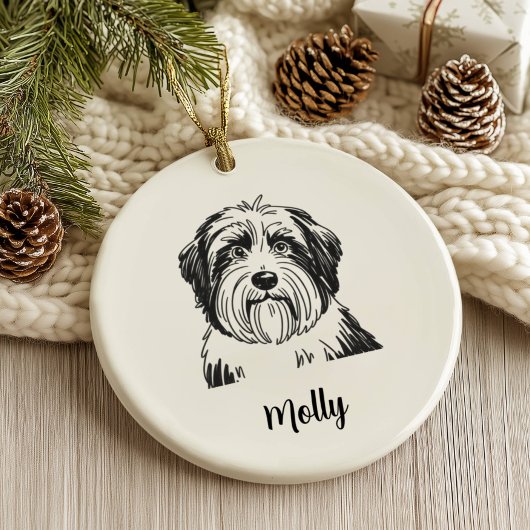 オーダーメイドコリー犬のクリスマス セラミックオーナメント