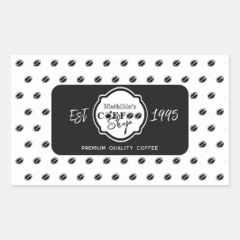 オーダーメイドコーヒーショップロゴ ブラック 長方形シール