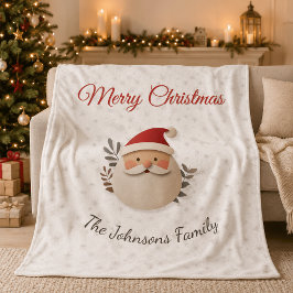 オーダーメイドサンタのクリスマス – オリジナル家族の名前 フリースブランケット