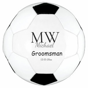 オーダーメイドシンプルモノグラム 名前 グルームスマン ミニマル サッカーボール
