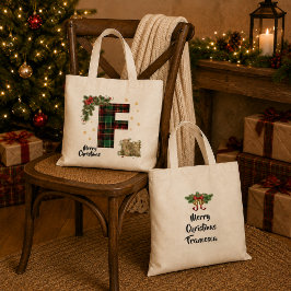 オーダーメイドタータンチャーム＆ネーム クリスマス トートバッグ