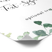 オーダーメイドテキストカリグラフィースクリプト緑の葉のサイン ポスター (角)