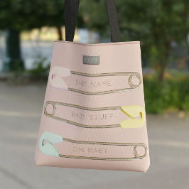 オーダーメイドトートバッグ ピンクの女の子用おむつピン トートバッグ