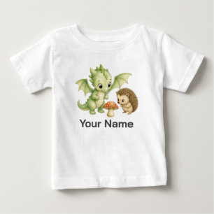 オーダーメイドドラゴン+ハリネズミ+キノコ+子供服 ベビーTシャツ