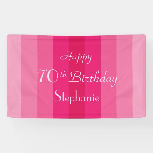 オーダーメイドネーム 70歳の誕生日ピンクストライプ 横断幕 (横)