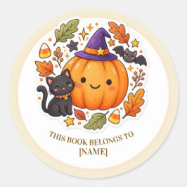 オーダーメイドハロウィンのカボチャの子供のブックプレート ラウンドシール