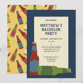 オーダーメイドビールボトル独身パーティー 招待状 (正面/裏面)