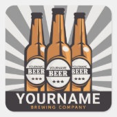 オーダーメイドビールボトル クラフトビール製造会社 スクエアシール (正面)