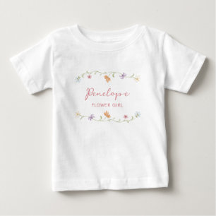 オーダーメイドフラワーガール水彩フラワーズウェディング ベビーTシャツ