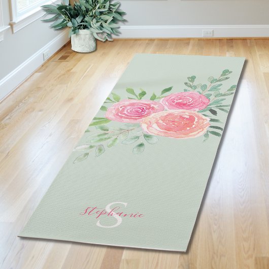 オーダーメイドフラワーグリーンヨガマット ヨガマット