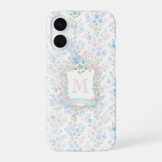 オーダーメイドフラワーモノグラムフォンケース iPhone 16ケース (裏面)