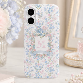 オーダーメイドフラワーモノグラムフォンケース iPhone 16ケース