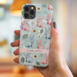オーダーメイドフラワーラビットiPhoneケース iPhone 15 Proケース
