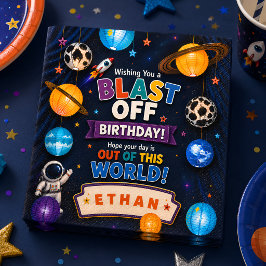 オーダーメイドブラストオフスペース誕生日パーティー スタンダードカクテルナプキン