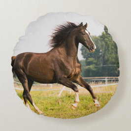 オーダーメイドペットの馬の写真カスタム絵画 ラウンドクッション