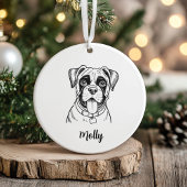 オーダーメイドボクサー犬のクリスマス セラミックオーナメント