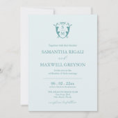 オーダーメイドモノグラムクラウンパステルブルーの結婚式 招待状 (正面)