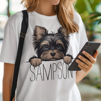 オーダーメイドヨーキーヨークシャテリア犬の名前 Tシャツ